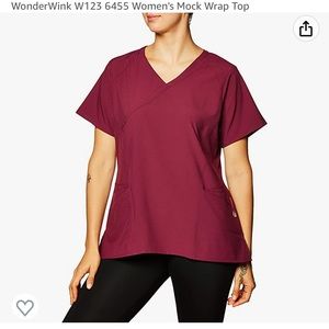 Wonder Wink Womens Mock Wrap Scrub Top. Size medium. Color wine/maroon.